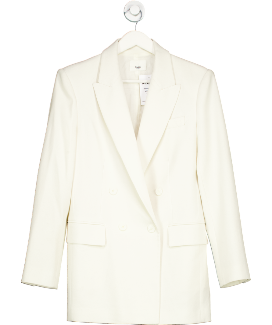FRANKIE SHOP White Double Breasted Oversized Blazer UK XS/S