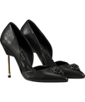 Kurt Geiger Black Bond Eagle Drench D'orsay Leather Courts UK 4 EU 37 👠