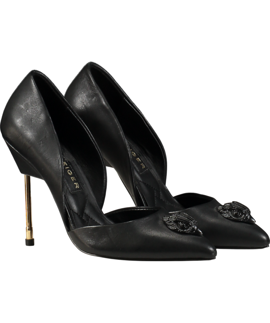 Kurt Geiger Black Bond Eagle Drench D'orsay Leather Courts UK 4 EU 37 👠