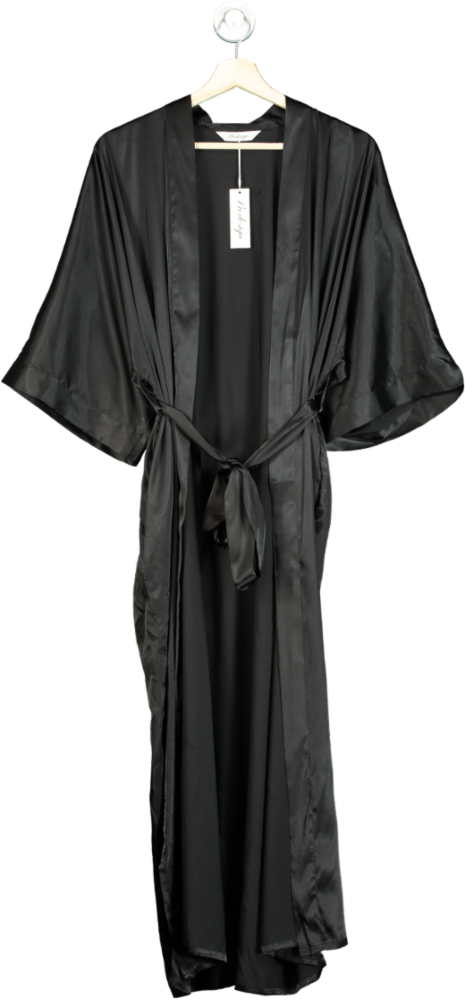 Prodesign Black Satin Kimono Robe One Size