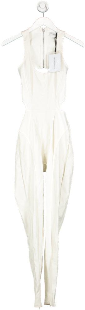 maniere de voir White Vegan Leather Cut Out Jumpsuit UK 6