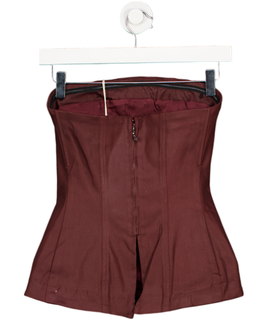 DL1961 Burgundy Red Coated Denim Bustier UK XS