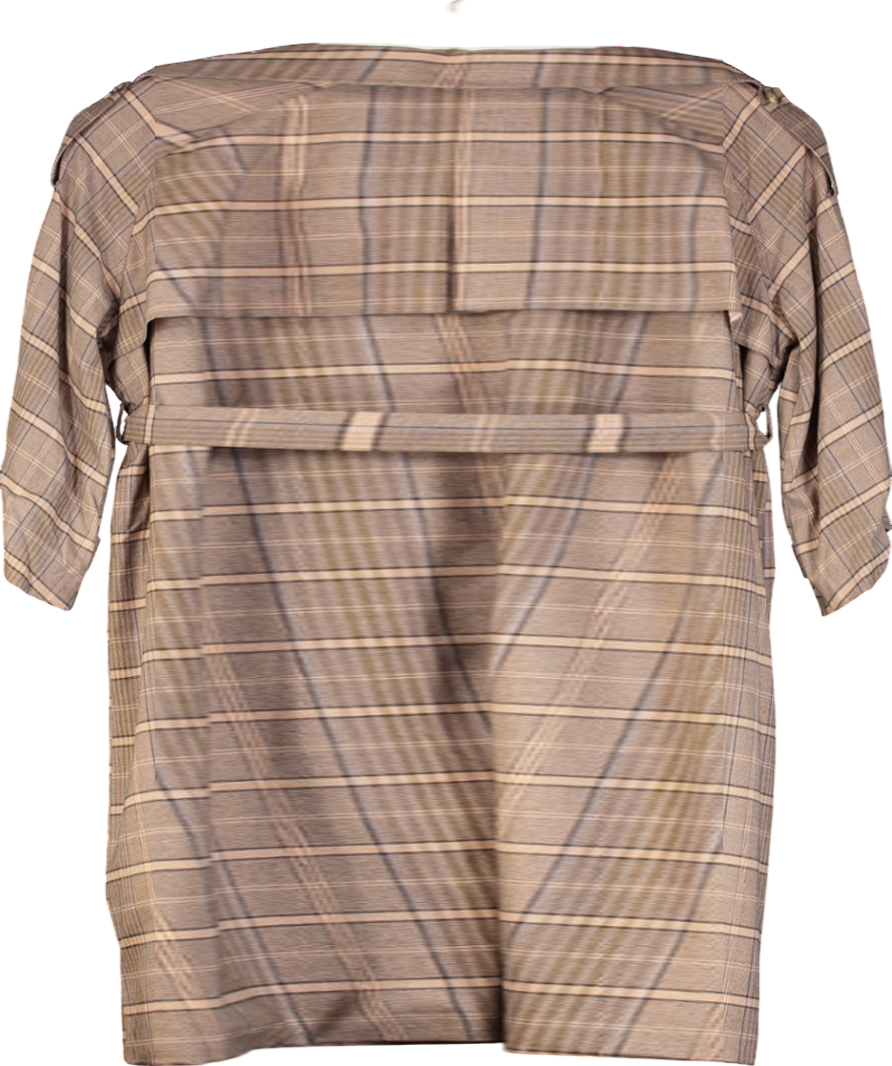 River Island Brown Check Belted Trench Coat UK M