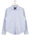HILL HOUSE Blue / Whitehome James  Clip Dot Check Shirt UK M