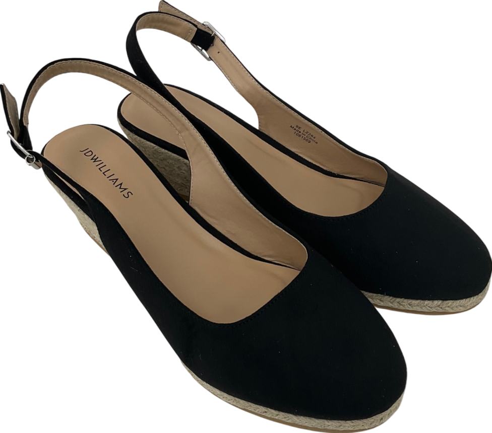 JD Williams Black Slingback Espadrilles UK 9.5 EU 43.5 👞