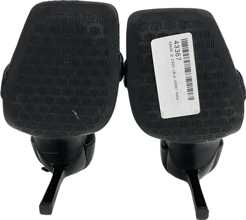 River Island Black Patent Clasp Strap Heeled Sandals UK 3 EU 36 👠