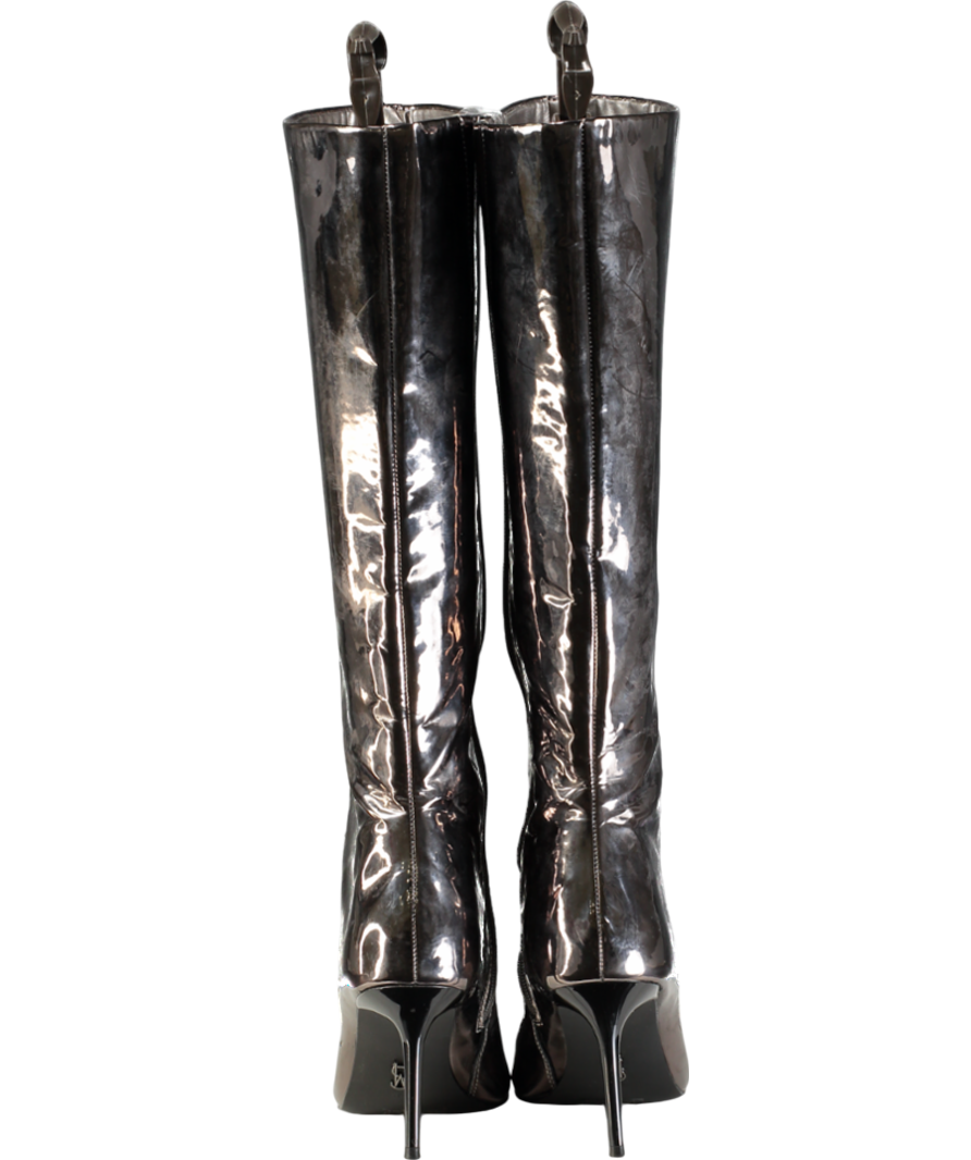 STEVE MADDEN Grey Lovable Patent Heeled Boots UK 6 EU 39 👠