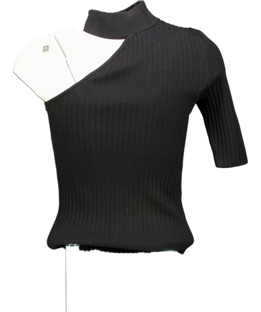 ZARA Black Cut-out Ribbed Top UK S
