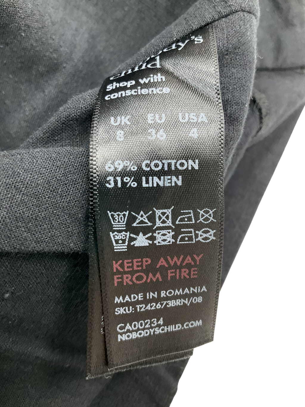 Nobody's Child Black Iinen-blend Longline Waistcoat UK 8