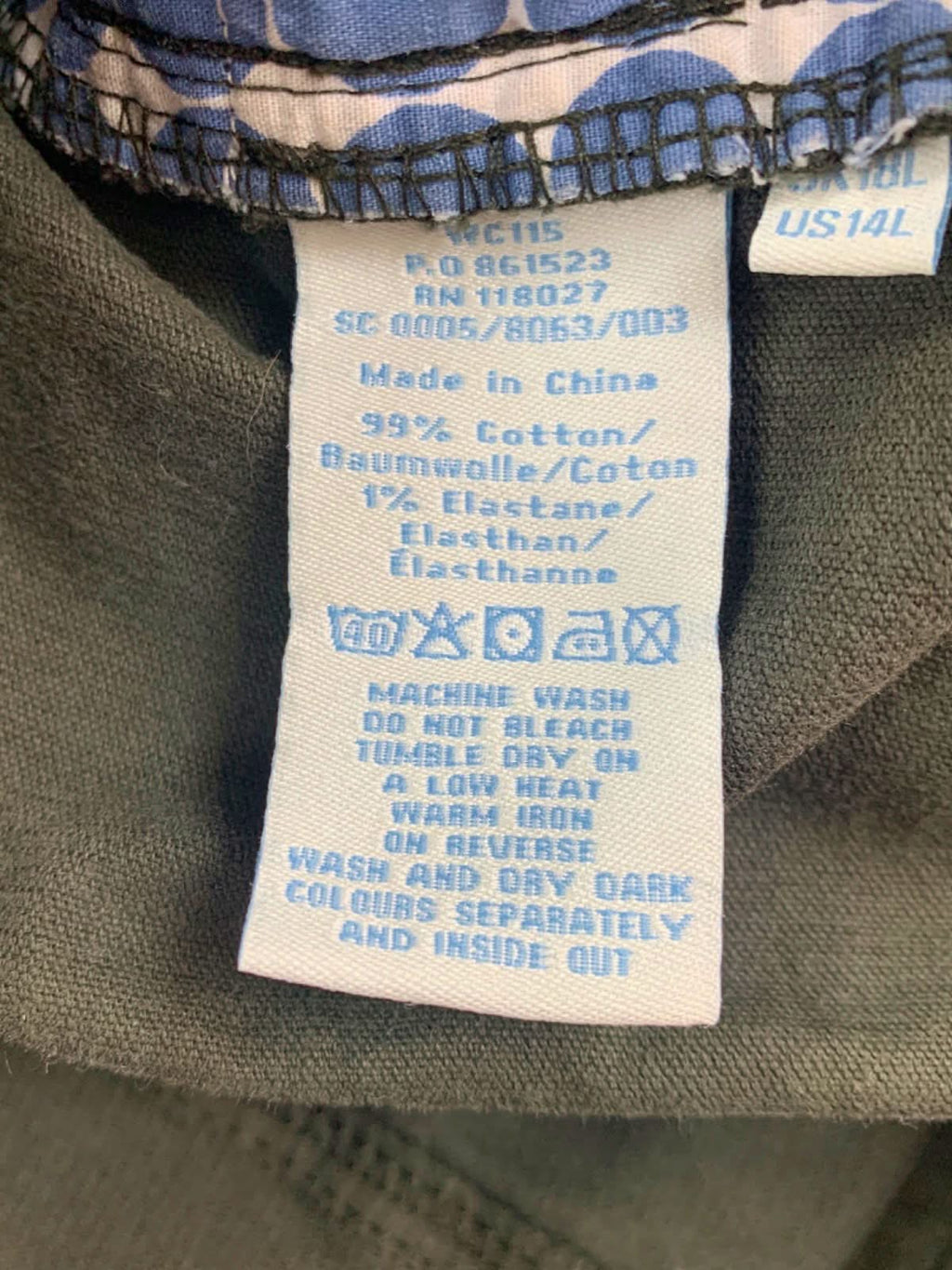 BODEN Olive Straight leg Corduroy Trousers UK 18L