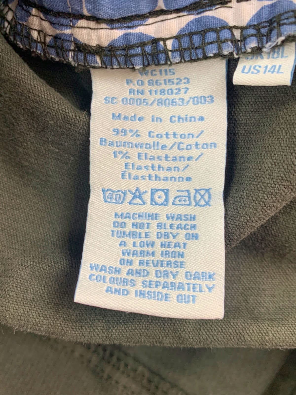 BODEN Olive Straight leg Corduroy Trousers UK 18L