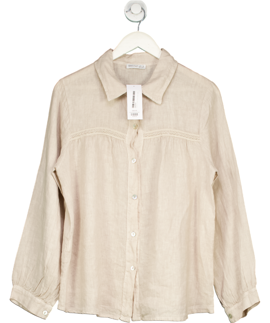 No1 George Street Beige Carmen Linen Blouse UK S/M