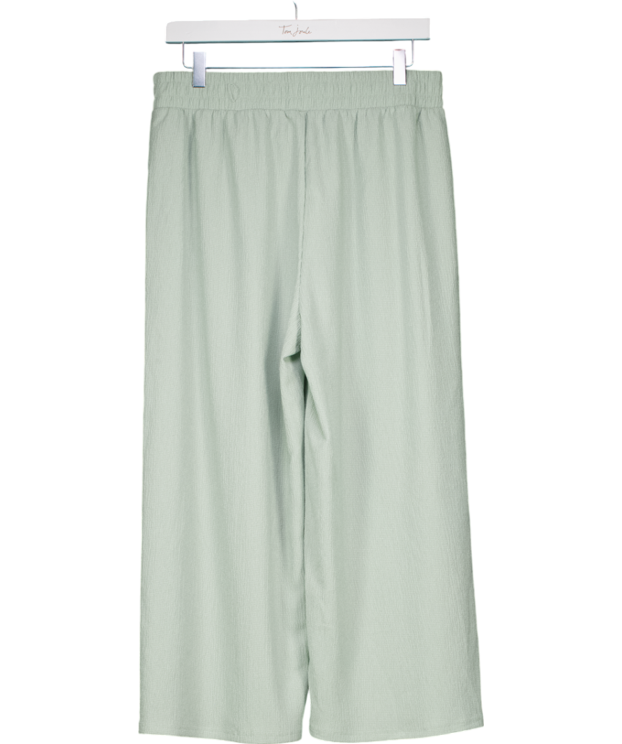 lefties Sage Green Textured Wide Leg Trousers UK L