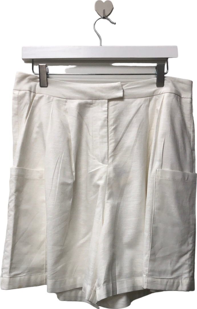 pepper mayo White Tiona Linen Shorts UK 12