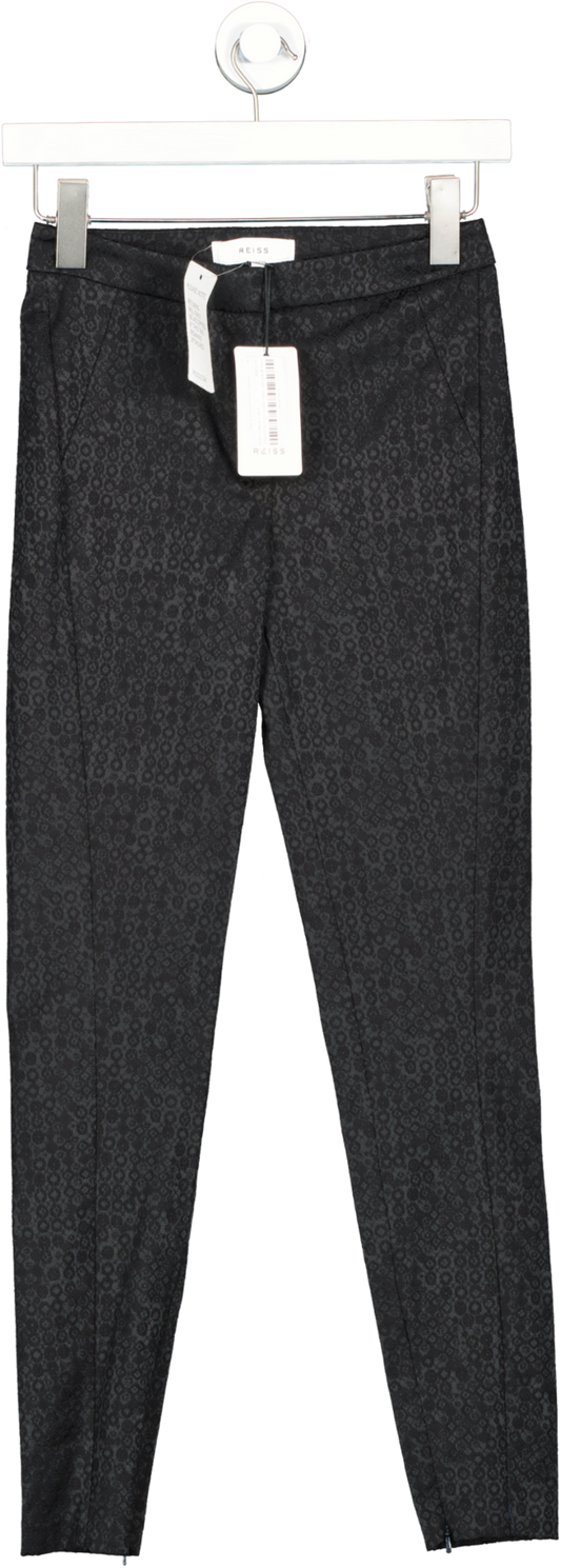 REISS Black Darlas Jacquard Skinny Trousers UK 4