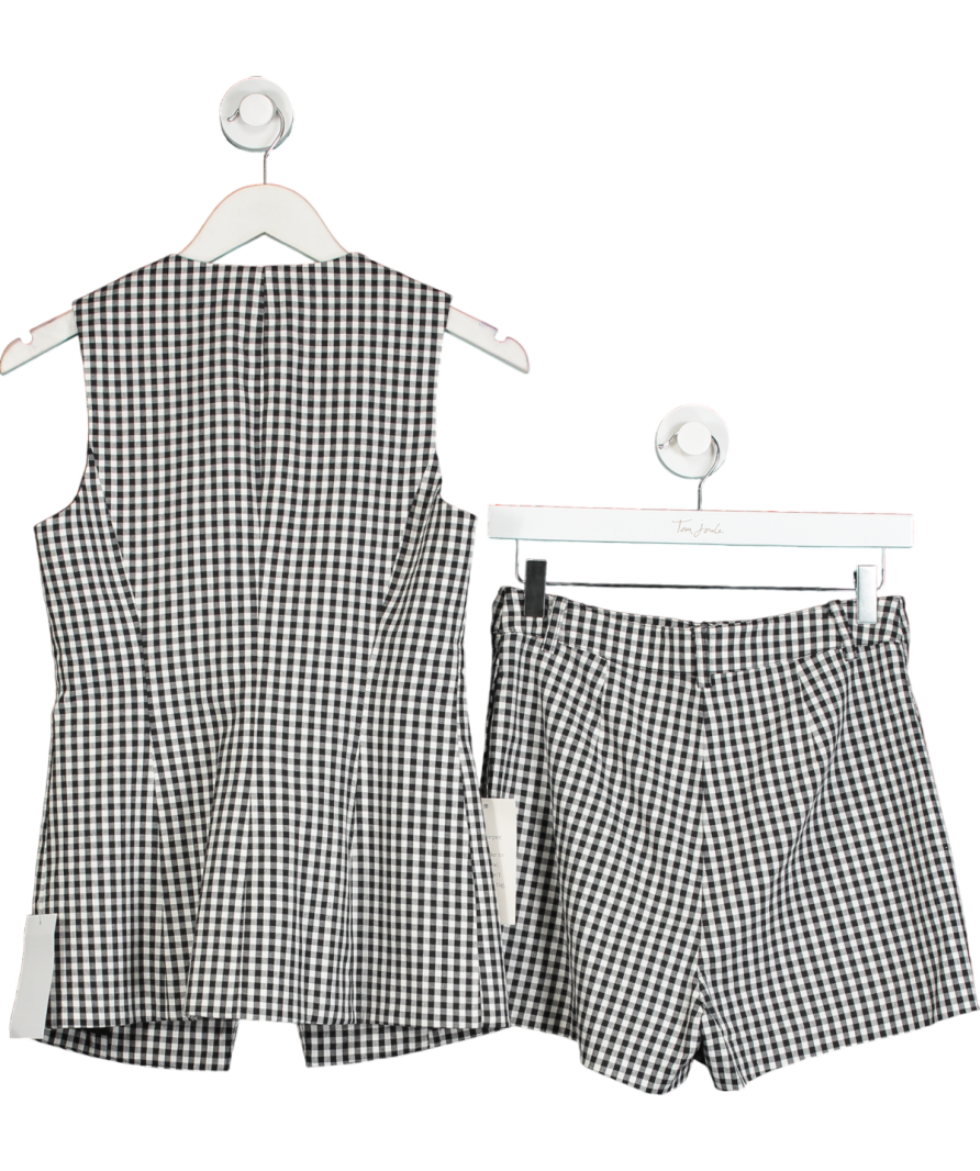 Nobody's Child Black / White 2-piece Gingham Tailored Longline Waistcoat And Shorts Suit UK 8