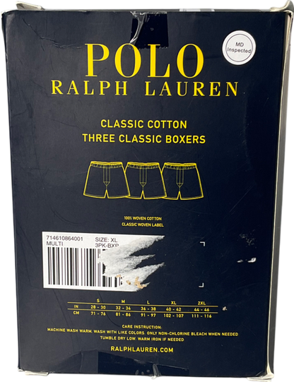 Ralph Lauren Multicoloured Mens 3 Pack Open Boxers UK XL