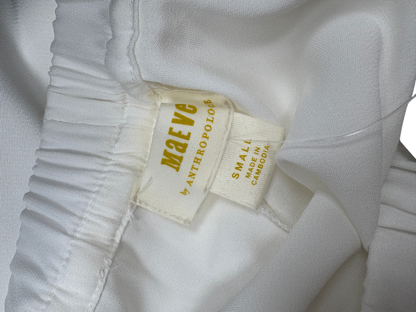 Anthropologie White Maeve Silky Drawstring Parachute Trousers UK S