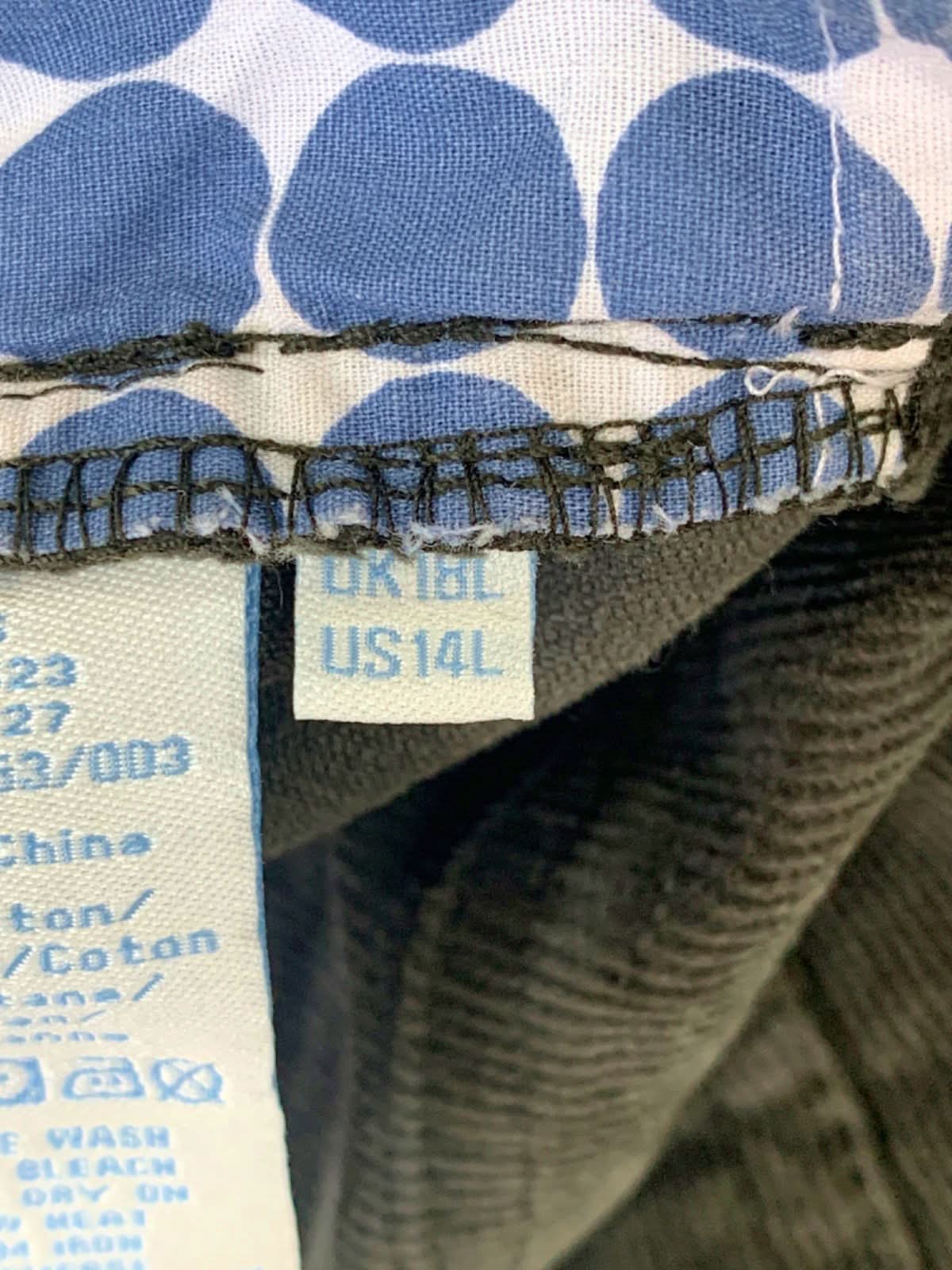 BODEN Olive Straight leg Corduroy Trousers UK 18L