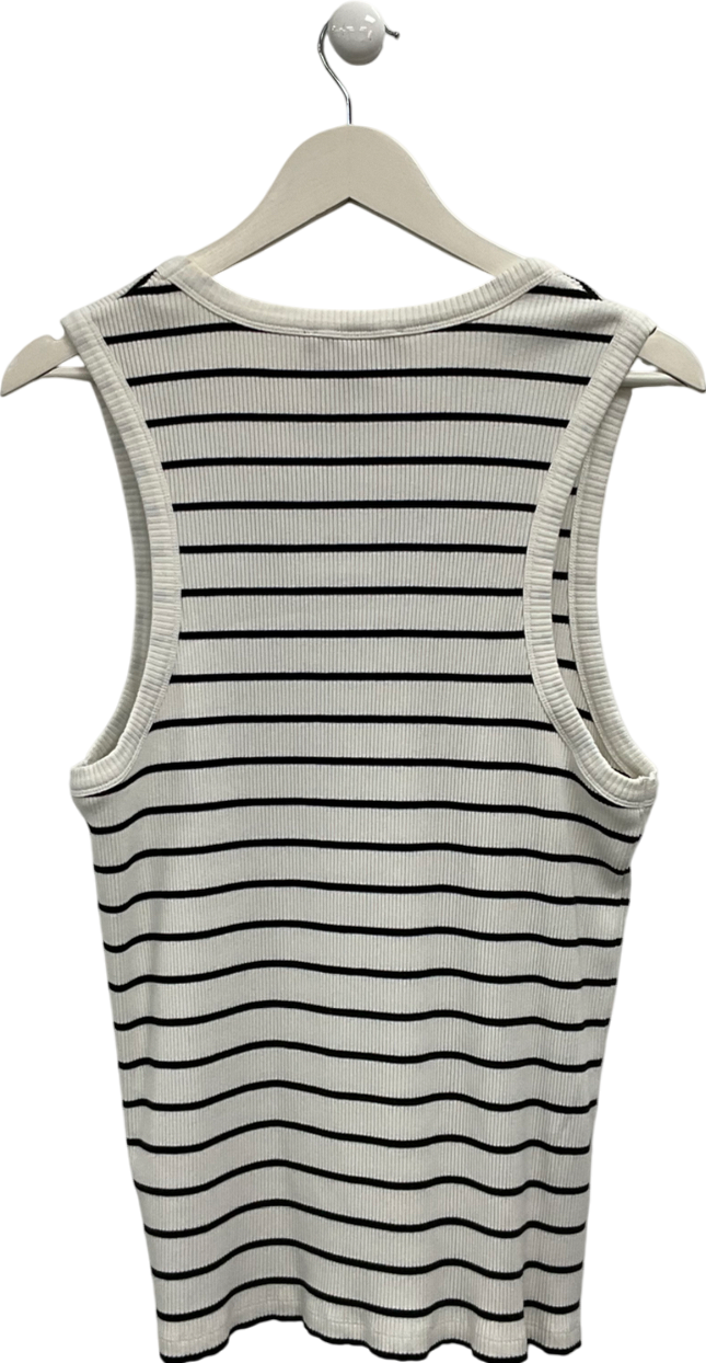 All Saints White Striped Ribbed Vest UK S