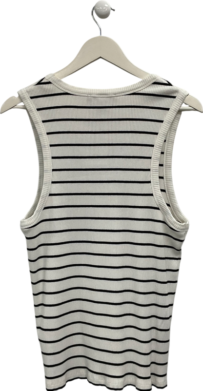 All Saints White Striped Ribbed Vest UK S