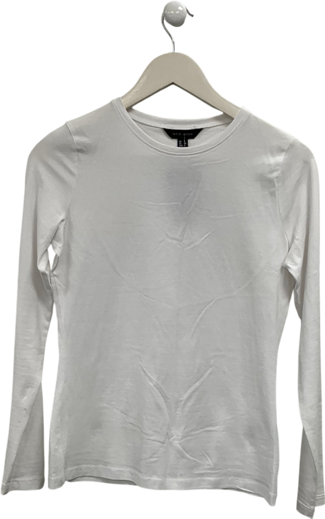New Look White Long Sleeve Top UK 8