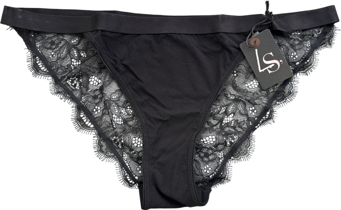 Love Stories Wild Rose Black Lace Knickers UK L