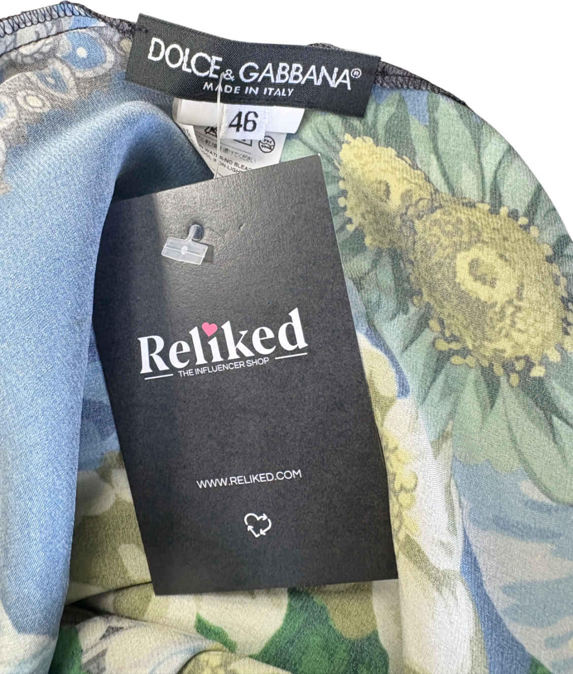 Dolce & Gabbana Black Silk Blend Floral Top UK 14