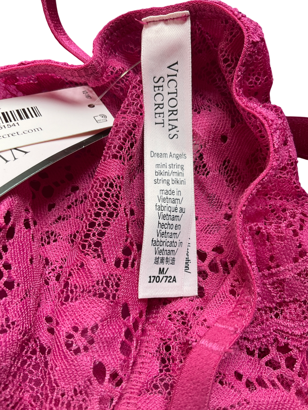 victoria secret Pink Hope Lace Trim Lightly Lined Bra & Lace Thing UK M