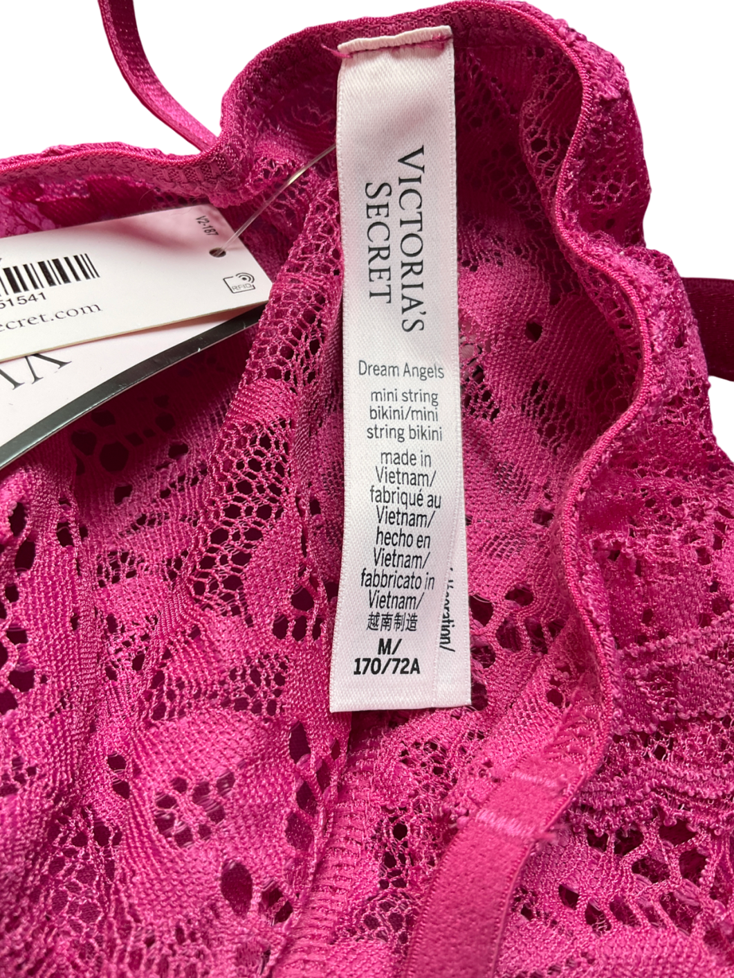 victoria secret Pink Hope Lace Trim Lightly Lined Bra & Lace Thing UK M