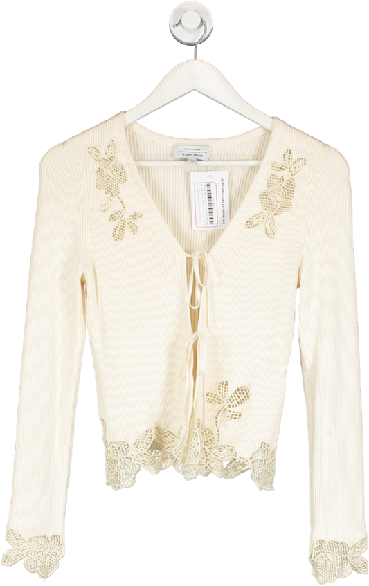 & Other Stories Cream Floral Lace Embellished Cardigan UK XS
