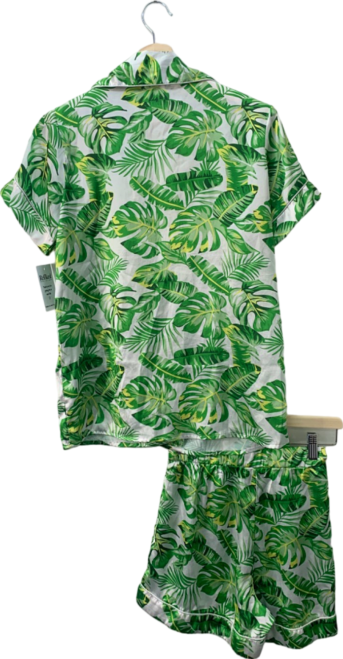 PRETTYLITTLETHING Green Tropical Pyjama Set XS