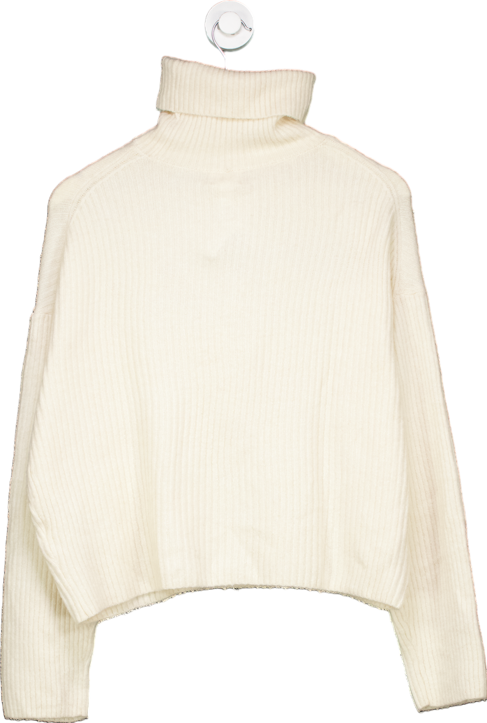 H&M Cream Ribbed Turtleneck Sweater UK M