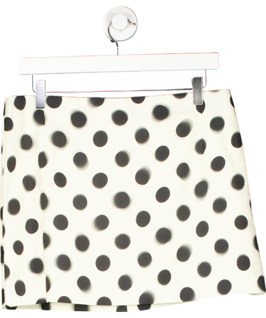 MANGO Cream Polka Dot Satin Mini Skirt UK 12