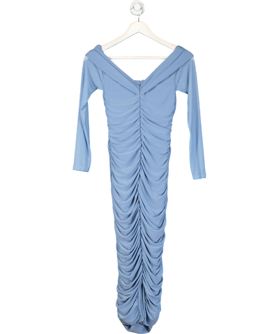 Club L Blue Neva Bardot Twist Maternity Midi Dress UK 10