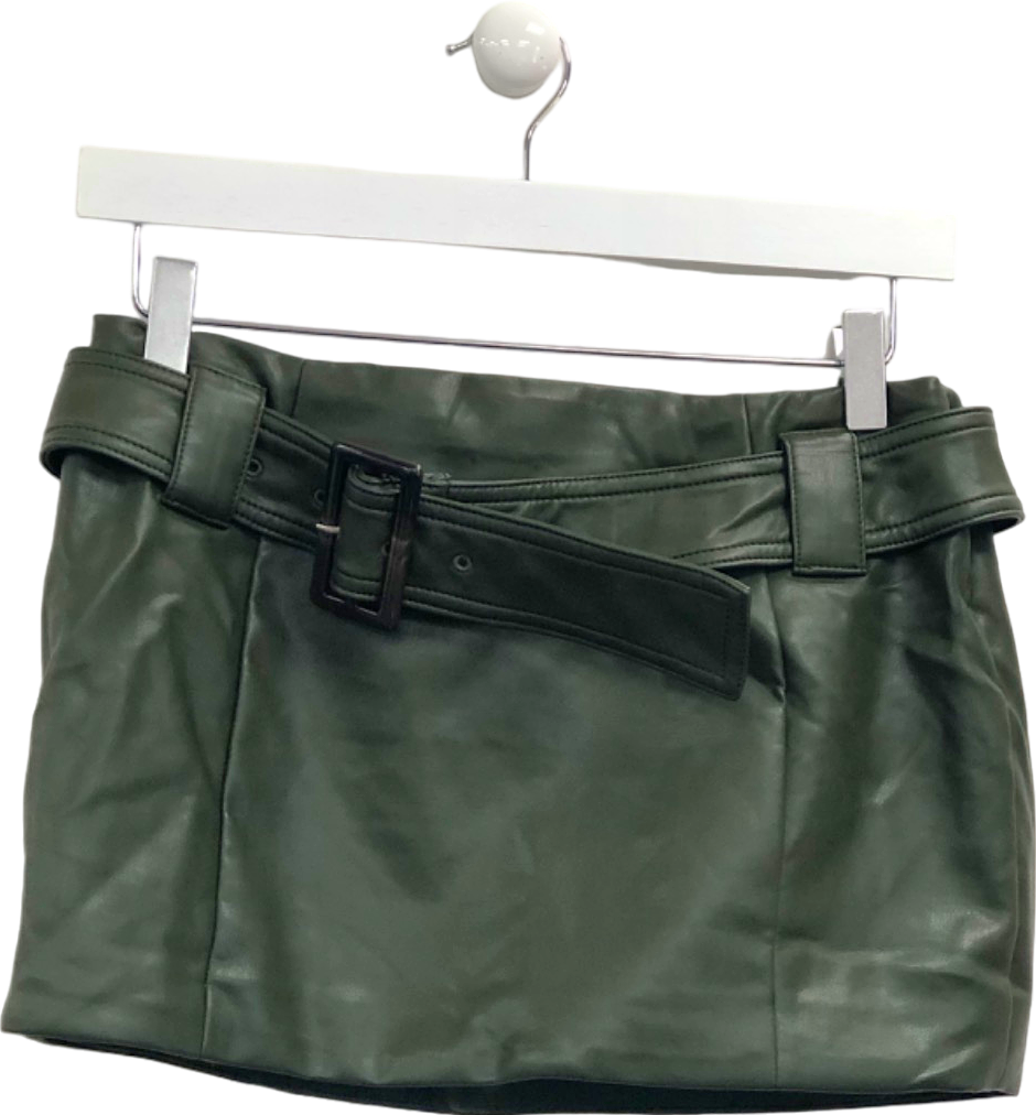 Mistress Rocks Dark Green Mini Skirt with Belt UK S