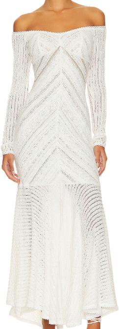 Charo Ruiz Ibiza White Souley Long Off The Shoulder Dress UK M