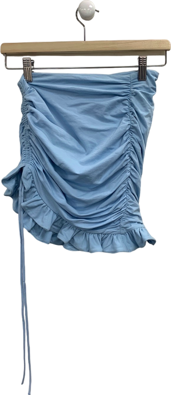 Oh Polly Blue Ruched Mini Skirt UK M