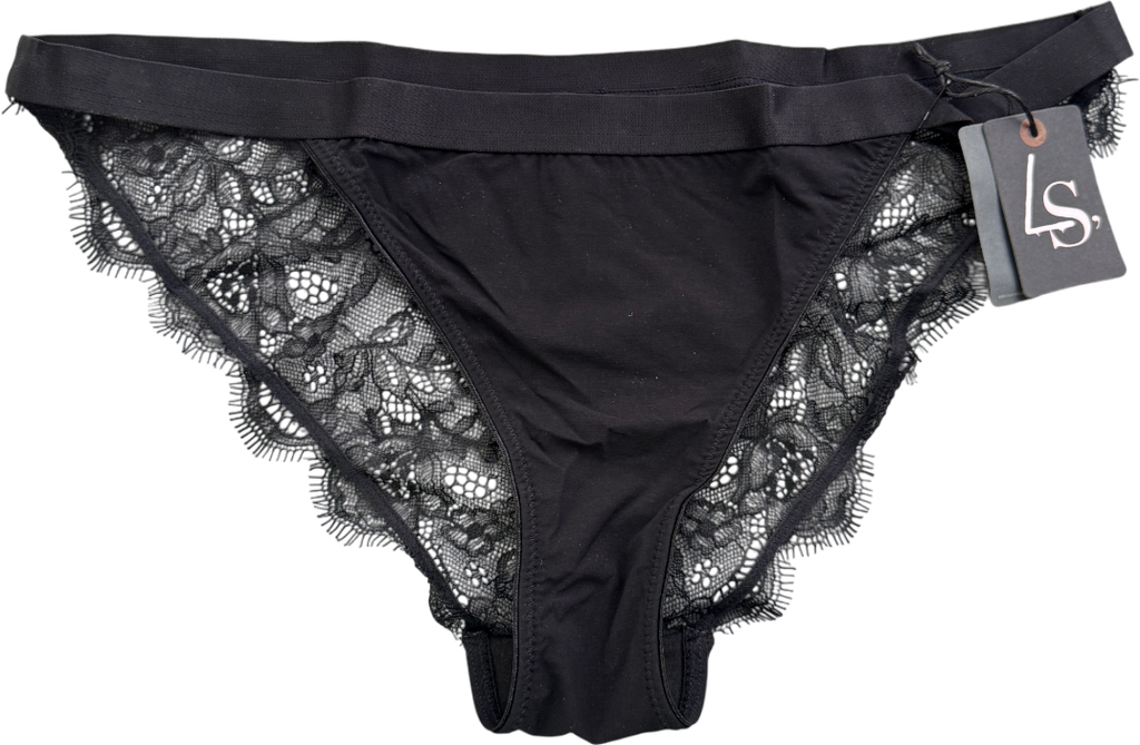 Love Stories Wild Rose Black Lace Knickers UK L