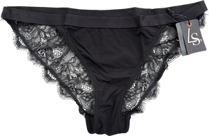 Love Stories Wild Rose Black Lace Knickers UK M