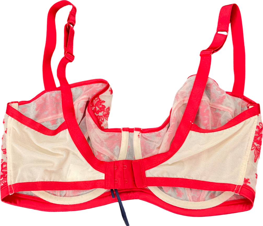 figleaves Red Pimlico Non Pad Underwired Sheer Balcony Bra UK 36FF