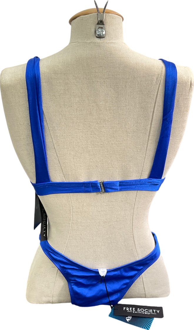 free society Blue Tanga Bikini Set UK 10