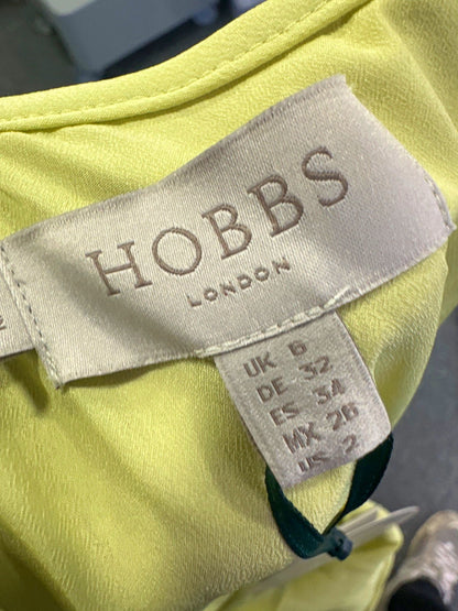 Hobbs Pastel Yellow Acacia Silk Dress UK 6