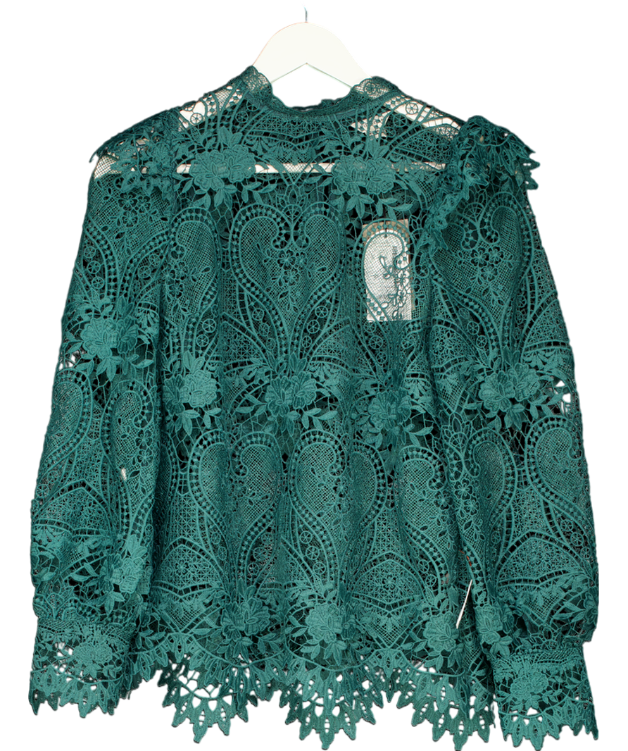 Monsoon Lilly Lace Blouse Green UK 10