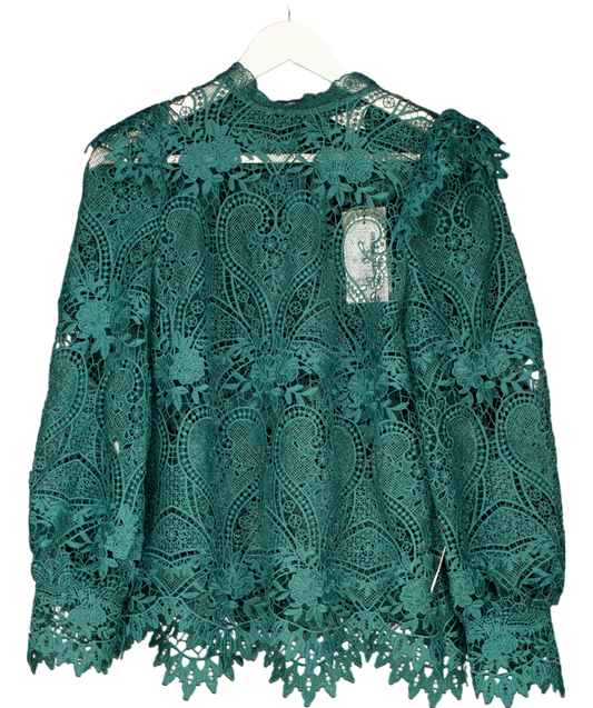 Monsoon Lilly Lace Blouse Green UK 10