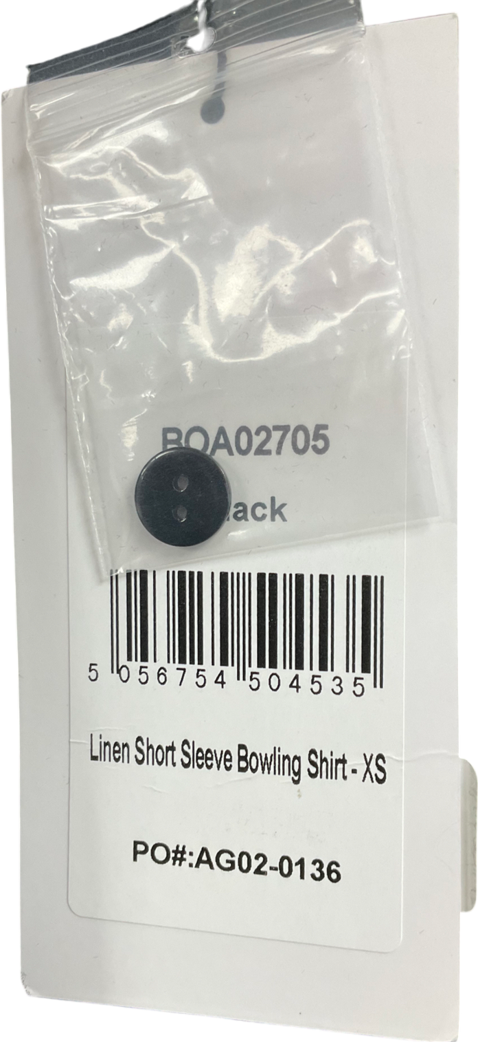 BOA Black Linen Short Sleeve Bowling Shirt UK XS