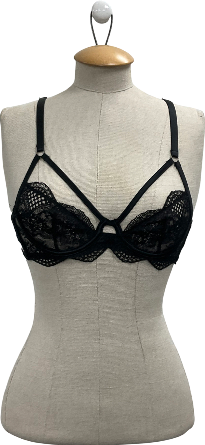 Implicite Black Strappy Cut Out Lace Underwear UK 32D