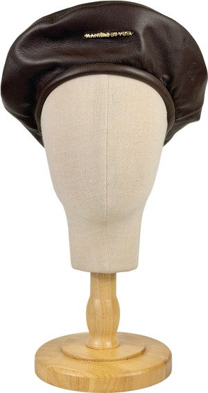 maniere de voir Brown Anya Faux-leather Beret Hat One Size
