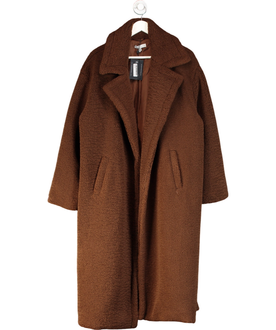 PRETTY LAVISH Brown Teddy Oversized Coat UK M