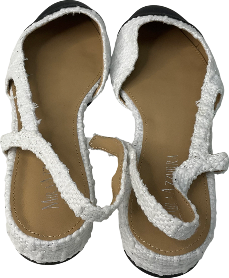 miraazzurea Cream Slingback Flats Pumps Closed Round Toe Two Toned Casual Office Shoes UK 5 EU 38 👠